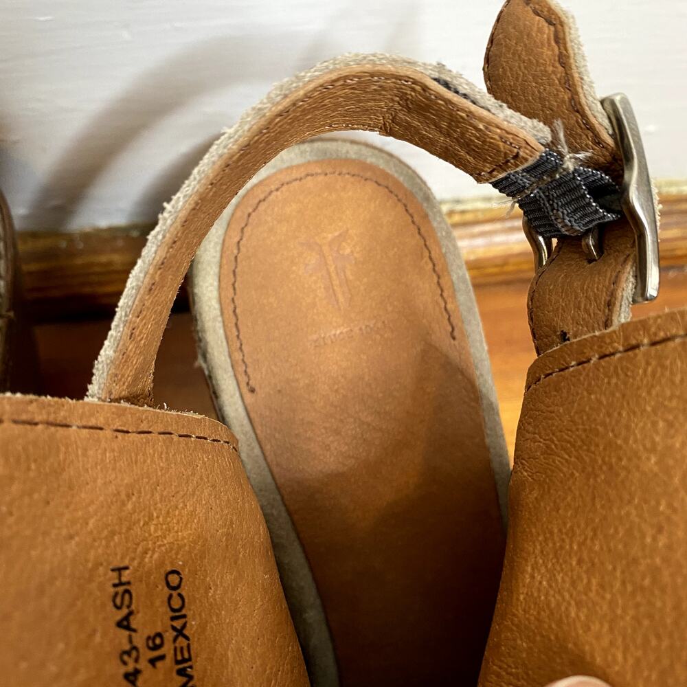 FRYE Carolina Ash Beige Suede Slingback Peep Toe V-Cut Heeled Booties Size 8.5 - Picture 4 of 11